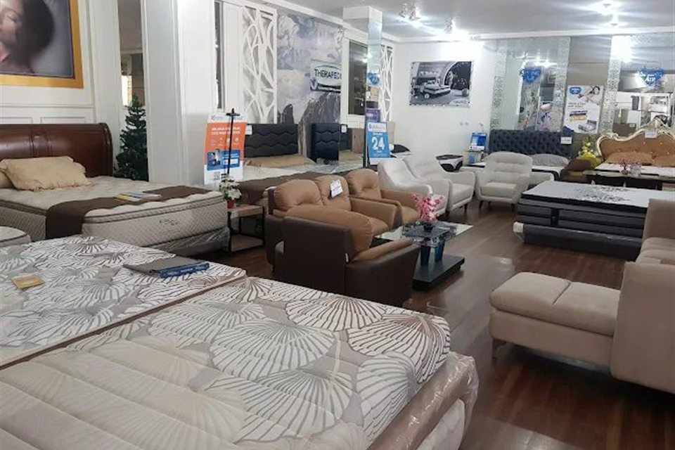 陈列床具与沙发的家居展厅（产业示意）